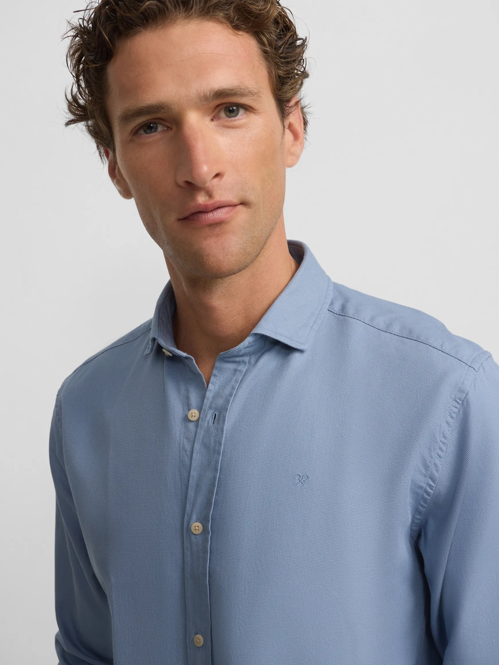 Outlet Silbon Camisa sport miniestructura Azul