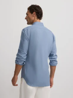 Outlet Silbon Camisa sport miniestructura Azul