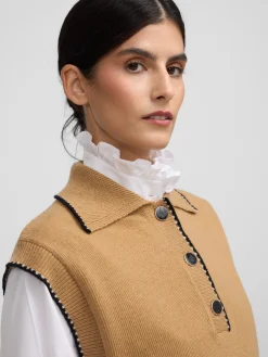 Online Silbon Chaleco detalles pespuntes Camel