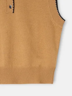 Online Silbon Chaleco detalles pespuntes Camel