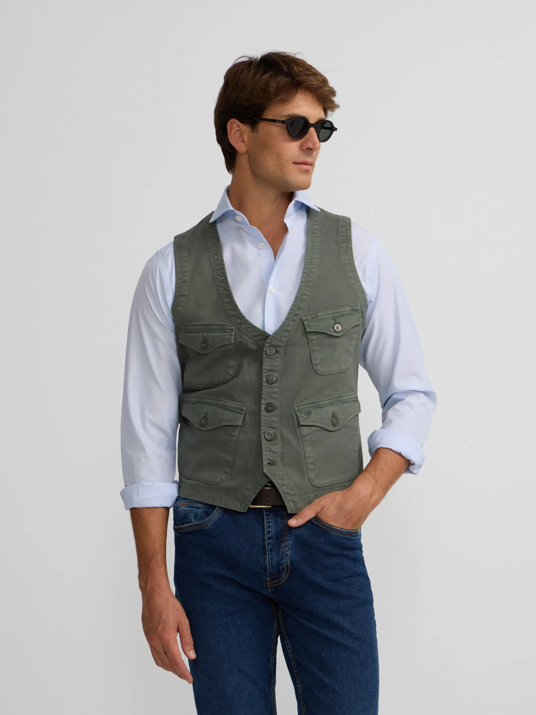 Online Silbon Chaleco multibolsillos Verde