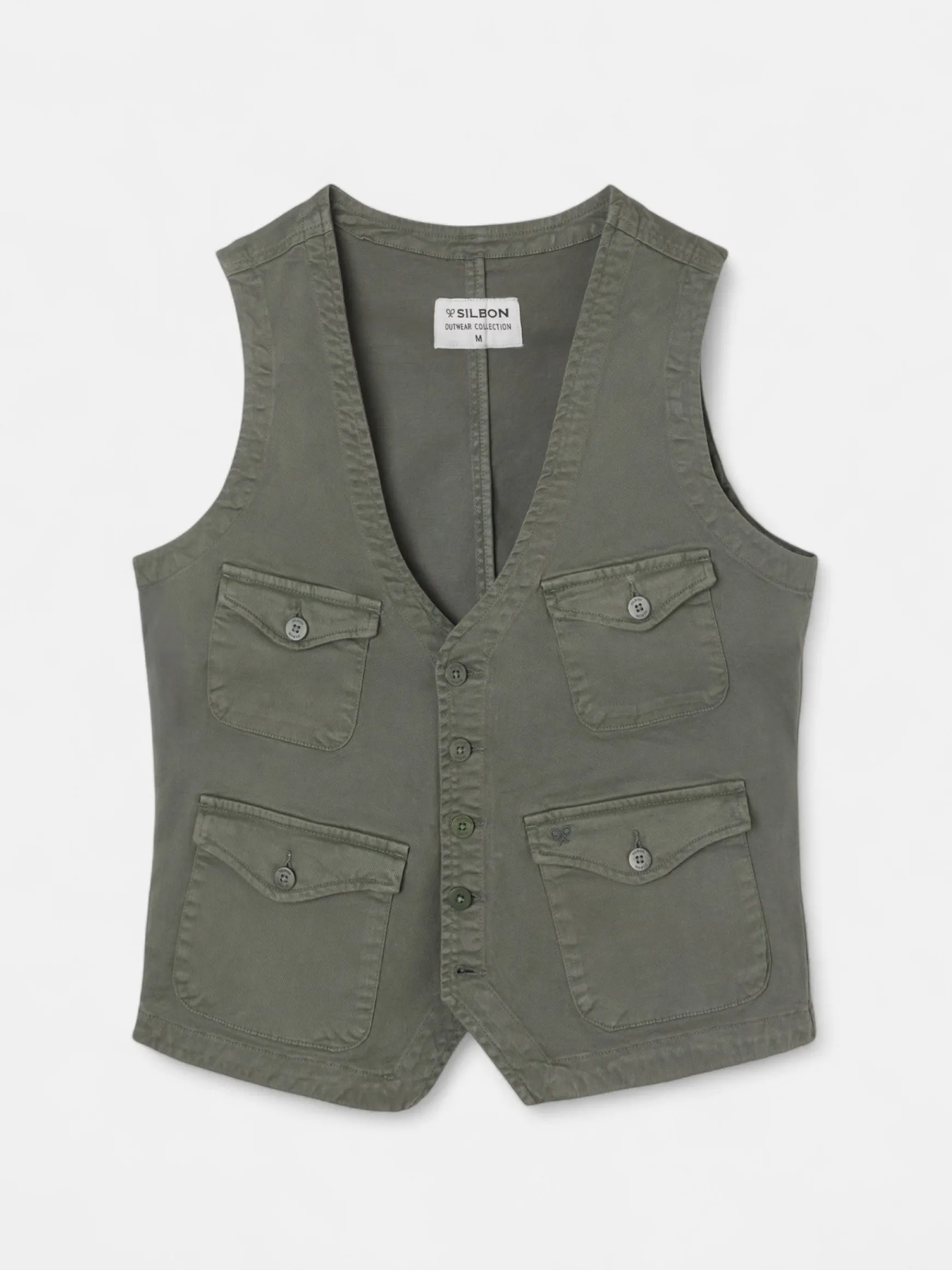 Online Silbon Chaleco multibolsillos Verde