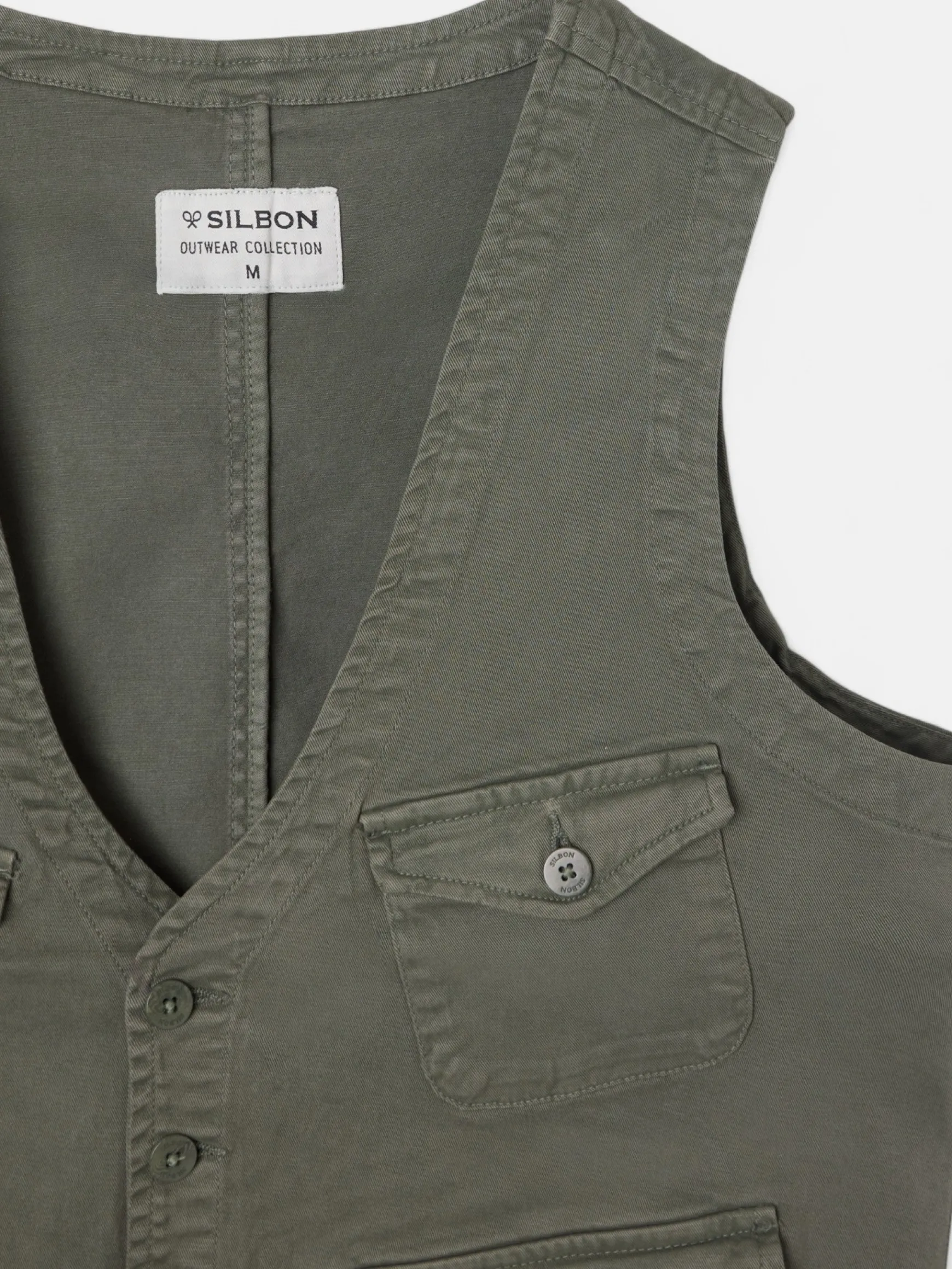 Online Silbon Chaleco multibolsillos Verde