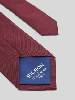 Clearance Silbon Corbata mini puntos Burdeos