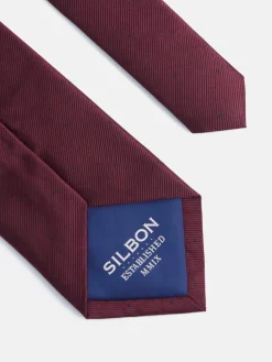 Clearance Silbon Corbata mini puntos Burdeos